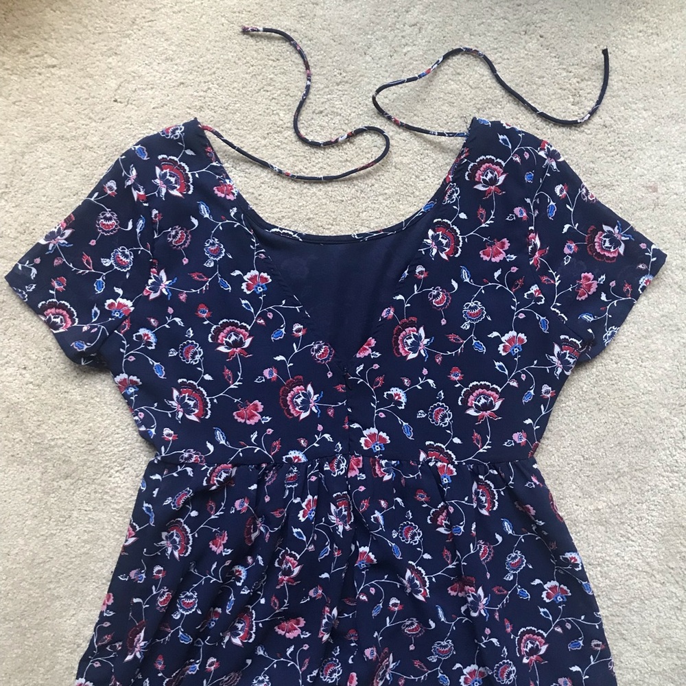 Old Navy Empire Waist Navy Blue Dress w/V-back